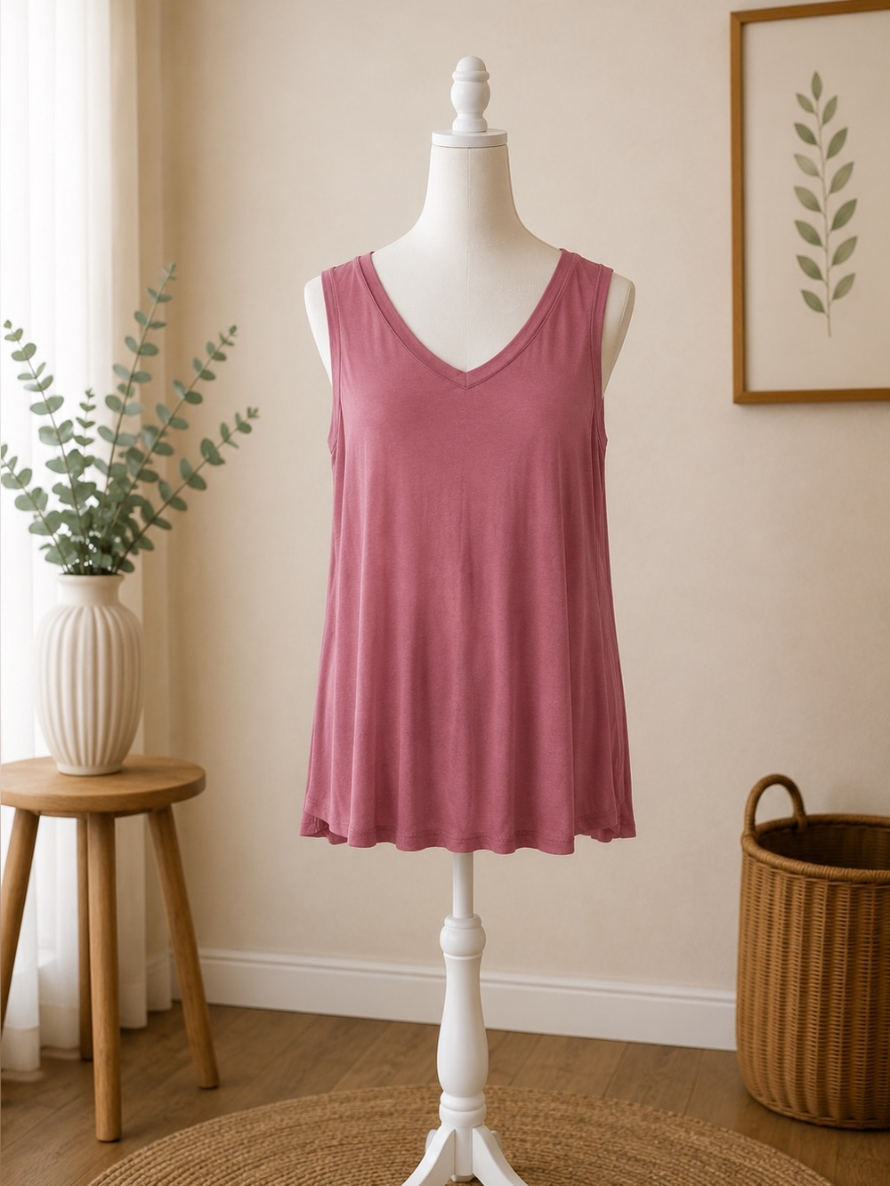 Plus Size Pink Flowy Tank Top Lane Bryant Soft Stretch V Neck